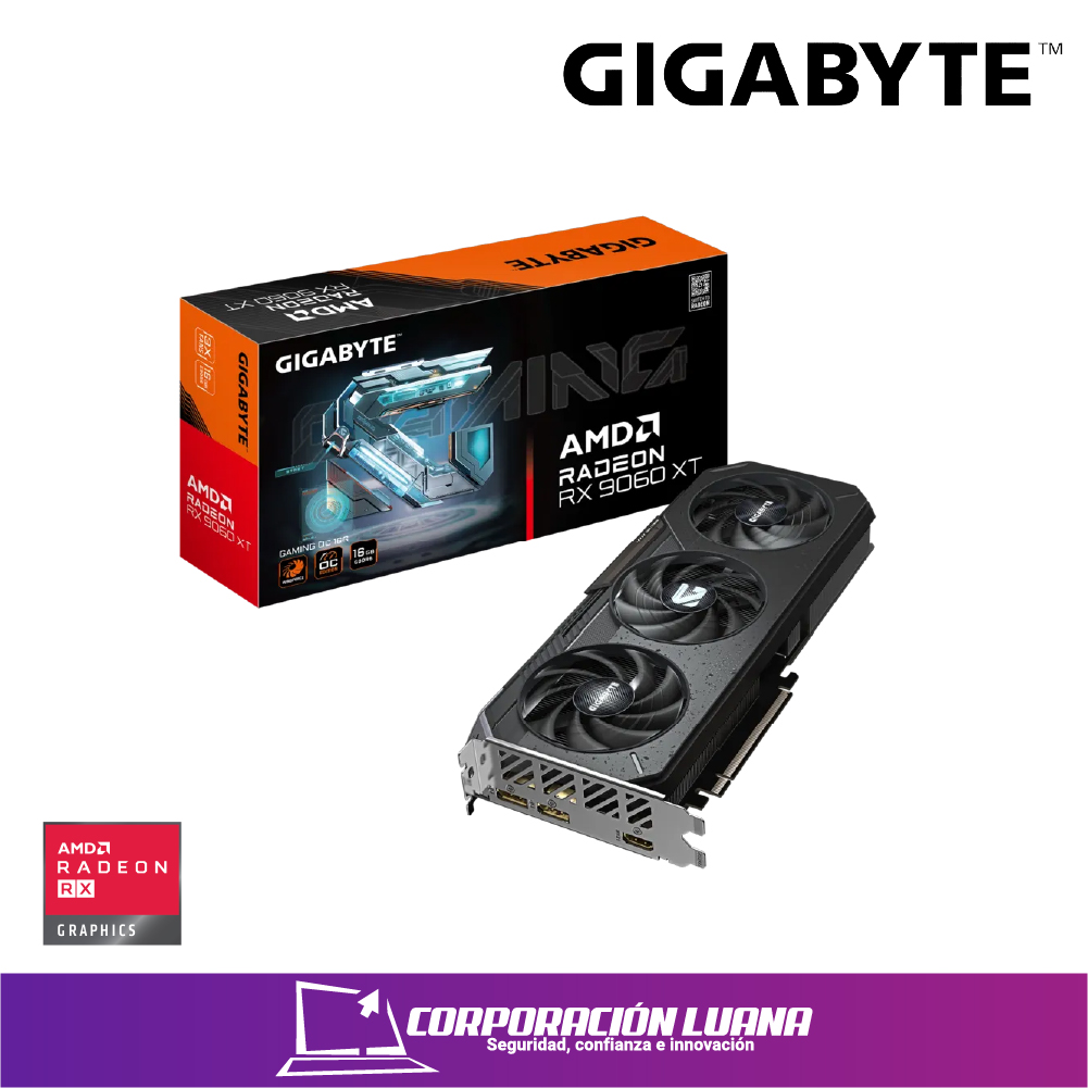 TARJETA DE VIDEO GIGABYTE RX 9060 XT GAMING OC ( GV-R9060XTGAMING OC-16GD ) 16GB GDDR6 | 128 BIT | X3 FANES | X2 DP - 1 HDMI